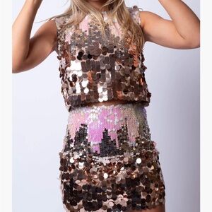 Elliatt Sequin Top and Skirt Set